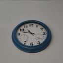 JENLYSTIME 13 Inch Outdoor Clock, Waterproof and Silent, with Thermometer and Hygrometer, Large Numbers for Easy Reading, Perfect for Home,Office,Bedroom,Kitchen,Porch,Garden,Pool(Blue)