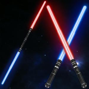 Beyondtrade 7 Colors Lightsabers Toy 2 in 1 Dueling Swords RGB Doubled-Blade with FX Sound Mute Mode for Kids Movie Fans Cosplay Party Birthday Present (Black)
