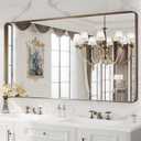 WEER 60x30 Inch Bronze Bathroom Mirror for Vanity, Brushed Bronze Metal Frame Rounded Rectangle Mirror with Tempered Glass, Anti-Rust (Horizontal/Vertical)