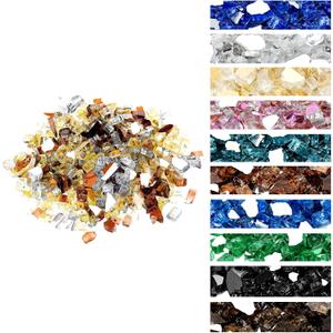 onlyfire 10 Pounds Blended Reflective Fire Glass for Fire Pit Fireplace and Landscaping, 1/4 Inch Mixed Colored High Luster Fireglass Rocks for Outdoor and Indoor Use - Gold+Platinum+Copper