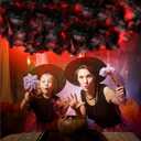 RoundFunny 3.3 ft Halloween Cotton Cloud for Ceiling Artificial Cloud Prop Decoration Hanging Decor with LED String Light for Holiday Party Room Stage Magic Horror School Classroom Supplies