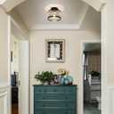Rpzloila Crystal Ceiling Light Fixture, Modern Semi Flush Mount Ceiling Light, Crystal Chandelier for Kitchen Bedroom Bathroom Entryway Black (Bulb not Included)