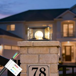 Outdoor Post Lights AC100-240V, 7.9" Hard Wired Glass Column Light, Waterproof Modern Pillar Lights, 3000K LED Fence Deck Lamp Landscape Lighting for Garden Pathway Yard Driveway Entrance Posts