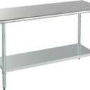 ROCKPOINT Stainless Steel Table for Prep & Work 24x60 Inches, NSF Metal Commercial Kitchen Heavy Duty Table with Adjustable Under Shelf and Table Foot for Restaurant, Home and Hotel
