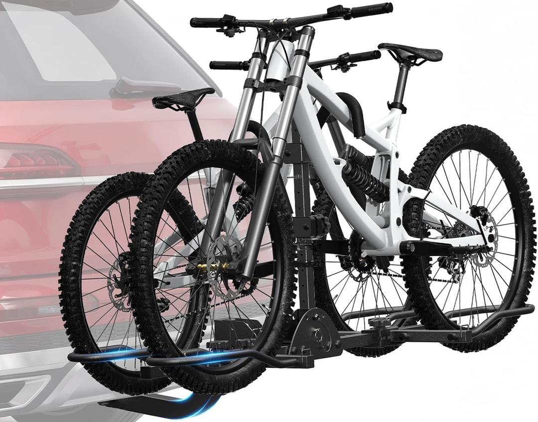 Bike Rack Hitch for Car, 160 lbs 2-Bike Racks for Tow Hitch for Car Truck SUV RV with 2 Inch Receiver, Flodable Bike Rack Hitch Mount Fits Up to 5 Inch Fat Tire