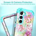 Hocase for Samsung Galaxy S23 Plus Case, Purple/Pink Flowers
