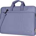 MOSISO 360 Protective Laptop Shoulder Bag Compatible with MacBook Air/Pro, 13-13.3 inch Notebook, Compatible with MacBook Pro 14 inch M4 M3 M2 M1,Matching Color Sleeve with Belt, Lavender Gray