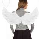 Yieeonc Angel Wings and Halo Adult Feather Angel Wings Costume for Women Halloween Cosplay Costumes (White)