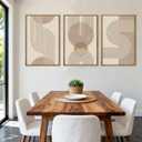 Anyzal Large Neutral Boho Framed Wall Art,Modern Mid Century Wall Decor Canvas,Beige Minimalist Art Print Abstract,Geometric Neutral Artwork Boho for Home Living Room Bedroom Office Set of 3 16''x24''