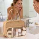 Toiletry Bag with Clear Window,Lightweight Travel Makeup Organizer with Handle,Ita Bag Style for Cosmetics & Pins