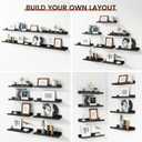 FLYJOE Picture Ledge Shelf, Small Floating Shelves Set of 8, 16 Inches Nursery Book Shelves for Toys Storage, Kids Bookshelf Wall Mounted for Living Room Bedroom Decor Books Photo Frames, Cool Black