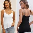 BQTQ 5 Pcs V Neck Camisole Tops for Women Spaghetti Strap Tank Top Womens Camisole Undershirt Slim Fitted Camisoles (XL)