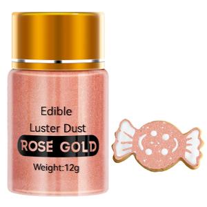 2 x Edible Luster Dust,Rose Gold Luster Dust 12g Food Grade Metallic Shimmer,Edible Glitter for Desserts Cake Decorating, Baking, Fondant, Chocolate, Candy, Drinks, Cookies, Vegan