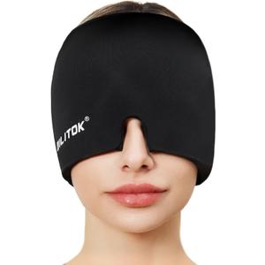EXQUISLIFE Migraine Headache Relief Cap, Gel Ice Head Wrap, Hot and Cold Therapy, Headache Eyes Mask for Sinus, Puffy Eyes, Tension and Stress Relief (Black)