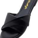 Herstyle Womens Flat Sandals 2025 Comfortable Dressy Slide Sandals | Cushioned Slip-On Summer Casual Sandals with Open Toe for Beach, Travel & Everyday Wear (Black) Size 5.0