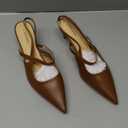 C.Paravano Women's Slingback Flats & Heels - Pointed Toe, Ankle Strap, Comfortable Leather Dress Shoes, 42, 11.5