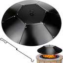 28 inch Fire Pit Lid Round,Metal Fire Pit Lid with Handle & Poker Fits for Fire Pits up to 26",Outdoor Firepit Lids Heavy Duty for Firepit Replacement Kit Accessory-Black
