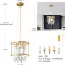 LMQNINE Modern Foyer Chandelier, Gold Crystal Chandelier Entryway Pendant Light Fixture, Round Adjustable Height Chandeliers for Kitchen Island, L11.81'' x H7.87''