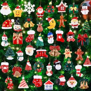 Garma 48Pcs Mini Christmas Ornaments Small Christmas Tree Decorations Set with Santa Claus Snowman Bells Tiny Xmas Hanging Ornaments Miniature for Christmas Tree Decor