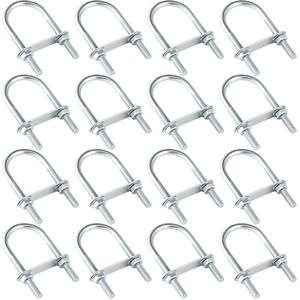 Therwen 16 Sets Round U Bolts Zinc Plated Steel Round Bend U Clamp with Nut Plate Washer (M8 x 42 mm X 100 mm)