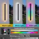 2 Pack 23.6in Modern RGB Outdoor Wall Lights, RGB/Warm/White & 10%-100% Dimmable, IP65 Waterproof, LED Exterior Lighting Fixtures with Voice, Remote and APP Control for Garage, Porch