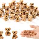30pcs Mini Resin Teddy Bear, Cute Miniature Teddy Bears Plush Doll Tiny Animals Small Bears Perfect Decoration Accessories for Car Fairy Gardens Birthday Wedding Favor Party Dollhouse(Brown)