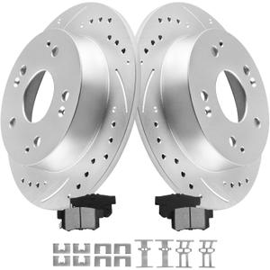 MOTOREVO Rear Geomet Brake Rotors Kit Compatible with Accord [ 2003-2007 ALL Models Except Hybrid, 259.7mm10.2in ] Automotive Replacement Back Vented Coated Drilled Slotted Disc and Ceramic Brake Pads