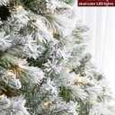 7.5FT Pre-lit Snow Flocked Christmas Tree Spruce with Remote Control, 600 Warm White Multi-Color Lights, Artificial Hinged/Feel Real/Realistic for Home, Holiday Decoration Dual Color LED