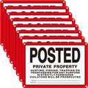 Tandefio No Trespassing Signs Private Property-Rust-Free Aluminum Signs-UV Printed, Reflective, Weatherproof for Outdoor,Indoor-Keep Hunters, Trespassers(10x7 Inches,Horizontal,Red,White)