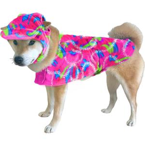 ComfyCamper 80s 90s Dog Costume Beach Cape Visor Hat - Puppy Cat Workout Rollerblade Malibu Ken Movie Halloween Cosplay, M (Pink)