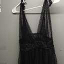 Lilosy Sexy Polka Dots Mesh Sheer Lace Babydoll Chemise Lingerie Set Floral Lace Sleep Wear (Black, Size XL)
