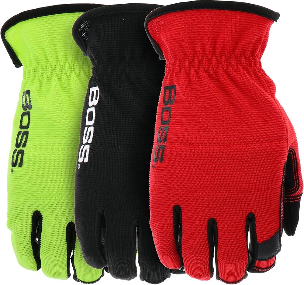 West Chester Men's High-Dexterity Work Gloves, Synthetic Leather Palm, Padded Knuckle, 3-Pack, Yellow/Blue/Black, Large, (86156-L3P)