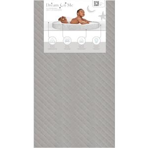 Dream On Me Asheville 4” Firm Fiber Crib & Toddler Bed Mattress, Dual-Sided, Waterproof, Greenguard Gold Certified, Lightweight, Reversible Design, Grey Embossed Vinyl Cover