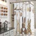 Easter Shower Curtains for Bathroom Bunny Spring Stall Shower Curtain Set Waterproof Polyester Bathroom Curtains Easter Eggs Rabbit Plaid Bathtub Decorations 72x72 Inch