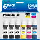 Compatible 522 Ink Refill Bottles T522 ET-2800 ET-4800 ET-2750 ET-2803 Replacement for Epsom (20.3 Fl Oz) for ET-2720 ET-2840 ET-4700 ET4800 ET-4810 3850 2760 2850 Ink (6 Pack, 600ml) Black Color