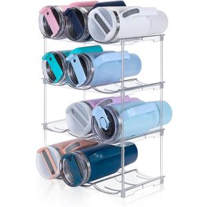 Stackable Water Bottle Organizer for Stanley 40 oz Tumbler, Water Bottle Holder for Cabinet, Pantry Kitchen Organizers and Storage for Stanley Cup Accessories, Tumbler Organizer and Wine Rack, 4Pack (SPO-JM-4Pack)