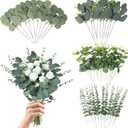 Eucalyptus Leaves Stems 60 PCS, 4 Kinds Mixed Artificial Greenery Stems for Wedding Decor Vase Floral Arrangement Centerpiece