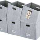 DECOMOMO Felt Storage Bins, 11 inch Cube Storage Bin with Labels for Shelves Kallax (Cube 11" / 6pcs, Light Grey)