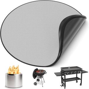 36" Fire Pit Mat for Solo Stove Bonfire, Round 4-Layer Fireproof Mat, Under Grill Mats for Outdoor Grill, Waterproof BBQ Mat for Deck Patio Grass Protector, Heat Resistant Reusable Camping Stove Mats