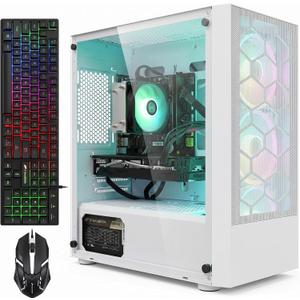 STGAubron Gaming PC Desktop,Core I7,RX 7600 8G,16G RAM,512G SSD | Gaming Computer Tower for Streaming,Video Editing,Home,School,I7 up to 3.9GHz,ARGB Fan,WiFi 6,BT 5.2,4K DP,HDMI,Win11 Home