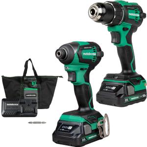 Metabo HPT 18V MultiVolt Cordless Brushless Driver Drill & Impact Driver Combo Kit, Power Tool Kit, 2 Lithium-Ion Metabo HPT Batteries and Charger, High Torque, Compact Lightweight Design, KC18DEXQB