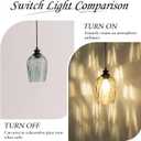 Plug in Pendant Light Green Hand Blown Rippled Glass Shade On/Off Switch 16.4 Ft Cord E26 Base Pendant Lighting for Living Room Sunroom Porch