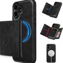 LOHASIC for iPhone 16 Plus Case Wallet, 6 Card Holder RFID Blocking Wallet, Compatible with MagSafe, Detachable Portfolio Back Classy PU Leather Phone Cover, 6.7 Inch - Black