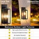 BesLowe 18’’ Large Outdoor Wall Lights, Modern Black Exterior Wall Lanterns