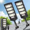 Solar Flood Lights Outdoor LED: 2 Pack Solar Street Lights Outdoor Waterproof Dusk to Dawn 12000 Lumen Solar Powered Wall Mount Lamp Motion Sensor Security Remote Control for Yard Parking Driveway