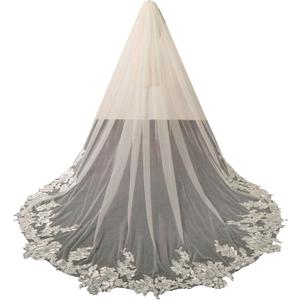 Cathedral Length 3M Sequin Wedding Bridal Veil With Metal Comb (Ivory)