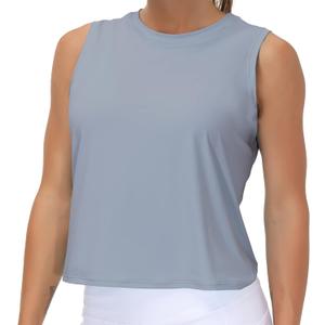 THE GYM PEOPLE Women's Workout Tops in Ice Silk Quick Dry Sleeveless (Blue, XS)