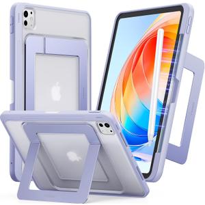 TORRAS Ostand K1 Guardian for iPad Pro 11 inch Case 2025 M5 & 2024 M4, Ultra Stable Stand, Multiple Adjustable Viewing Angles, Slim Protective Kickstand iPad Pro 11 Case with Pencil Holder, Purple