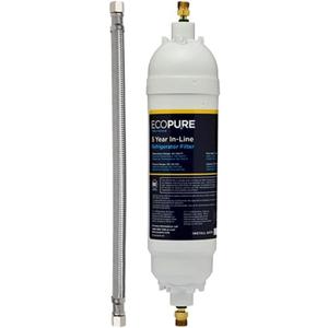 EcoPure EPINL30 5 Year in-Line Refrigerator Filter-Universal Includes Both 1/4" Compression and Push to Connect Fittings , White