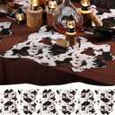 Mindsoft 12 Pcs Faux Mini Cowhide Rug 19.5" x 16.2" Rustic Chic Western Rug Runners Durable Cowhide Table Runner Faux Fur Animal Cow Carpet for Valentine's Day Party Gifts Cow Hide Centerpiece